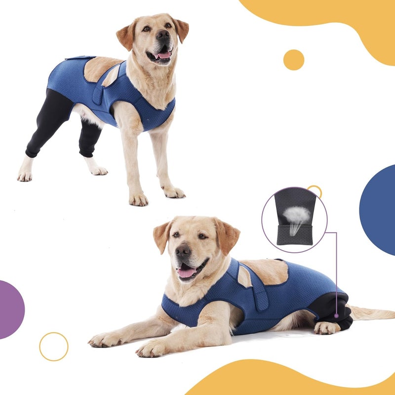 Yoneba Dog Hind Leg Recovery Sleeve Dog Recovery Suit Breathable Sleeve to Stop Licking and Biting Firm and Secure, Adjustable Size, Comfortable Alternative to Cone Collars (Rear Both Leg，Small) - Image 2